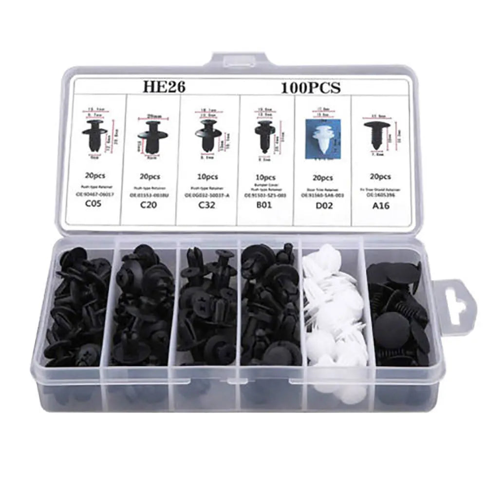 100PC Clip Trim Car Push Pin Rivet Bumper Door Panel Retainer Fastener Kit FairTools