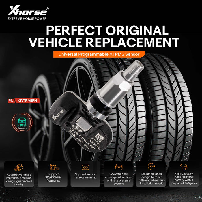 XHORSE XDTPM1EN XTPMS TPMS Sensor 315MHZ/433MHZ for Key Tool MIDI/Key Tool Plus/Key Tool Max ProXHORSE XDTPM1EN XTPMS TPMS Sensor 315MHZ/433MHZ for Key Tool MIDI/Key Tool Plus/Key Tool Max Pro Xhorse