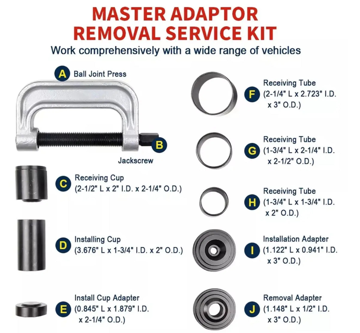 4 in 1 Ball Joint Service Auto Tool Kit 2WD & 4WD Car Repair Remover ball socket