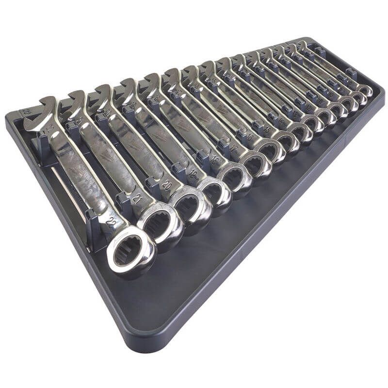 Milwaukee 15 Piece Max Bite Metric Ratcheting Combination Spanner Set FairTools