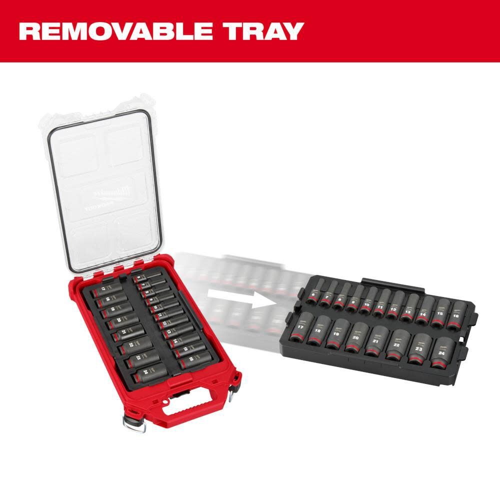 Milwaukee SHOCKWAVE 3/8" 19pc Impact Duty Socket Drive PACKOUT Set Milwaukee