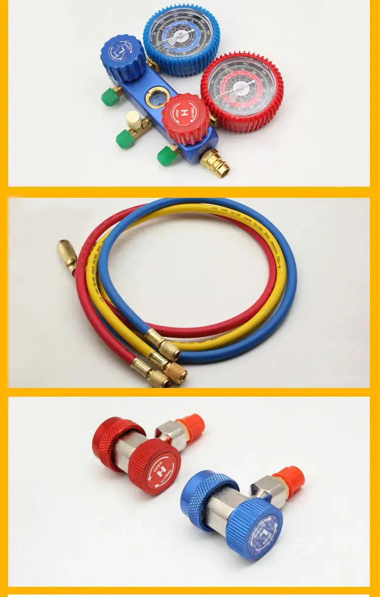 AC Manifold Gauge Set Air Conditioning Diagnostic Refrigeration Set Kit Pump - FairTools