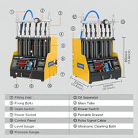 AUTOOL CT400 Fuel Injector Cleaning Tester with GDI Injector Test and Ultrasonic Cleaning & 6 Cylinders Autool