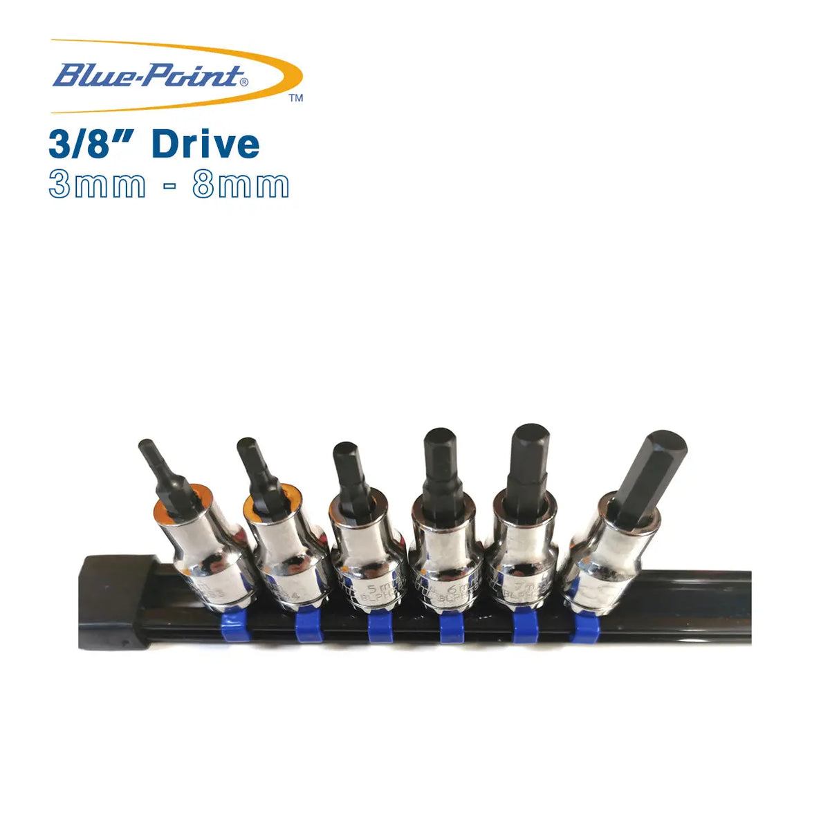 Blue Point 3/8 Drive Hex Sockets hexagon socket 3mm - 8mm BluePoint