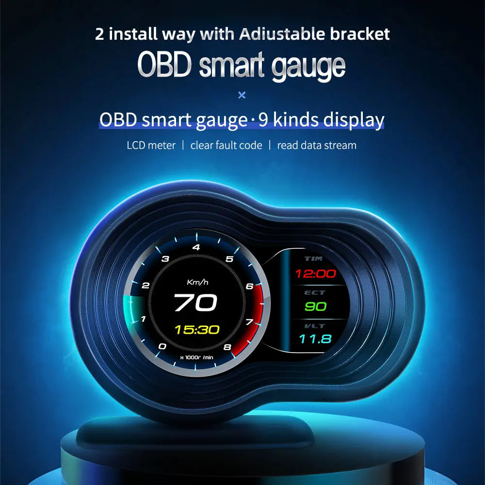 Car OBD2 GPS Gauge HUD Head-Up Digital Display Speedometer Turbo RPM Alarm Temp - FairTools Car OBD2 GPS Gauge HUD Head-Up Digital Display Speedometer Turbo RPM Alarm Temp