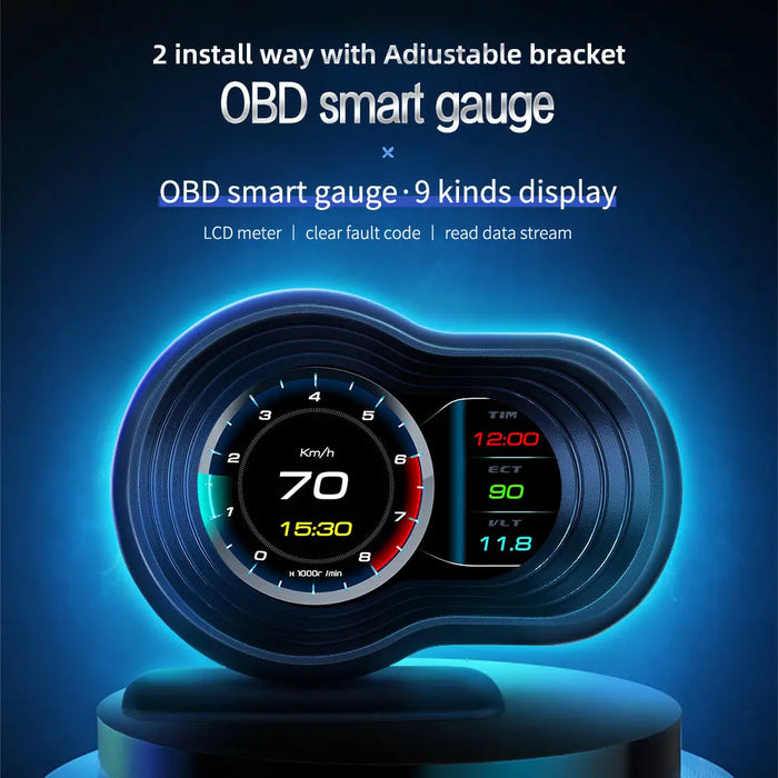 Car OBD2 GPS Gauge HUD Head-Up Digital Display Speedometer Turbo RPM Alarm Temp - FairTools Car OBD2 GPS Gauge HUD Head-Up Digital Display Speedometer Turbo RPM Alarm Temp