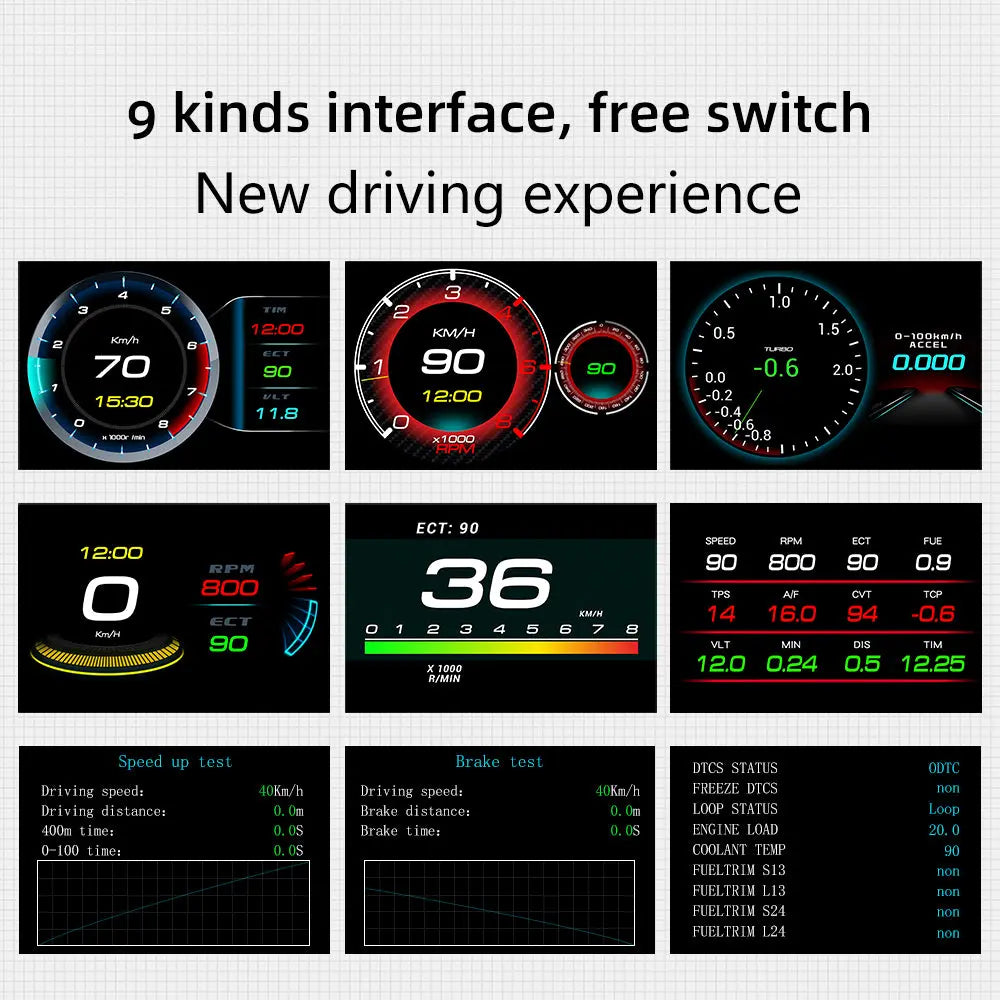 Car OBD2 GPS Gauge HUD Head-Up Digital Display Speedometer Turbo RPM Alarm Temp - FairTools Car OBD2 GPS Gauge HUD Head-Up Digital Display Speedometer Turbo RPM Alarm Temp