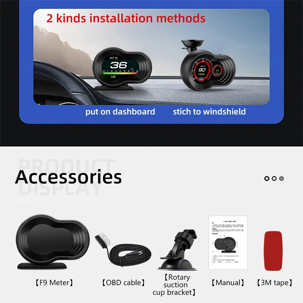 Car OBD2 GPS Gauge HUD Head-Up Digital Display Speedometer Turbo RPM Alarm Temp - FairTools Car OBD2 GPS Gauge HUD Head-Up Digital Display Speedometer Turbo RPM Alarm Temp
