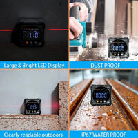 Digital Angle Finder with Electronic Laser, Protractor Inclinometer Level Ruler USB Rechargeable - FairTools