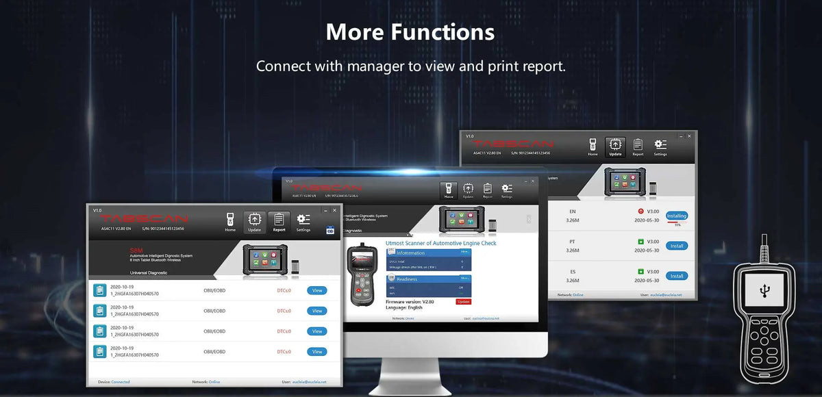Eucleia TabScan A411 Car Diagnostic Scanner Code Reader Engine Bluetooth OBD2 Scanner Eucleia