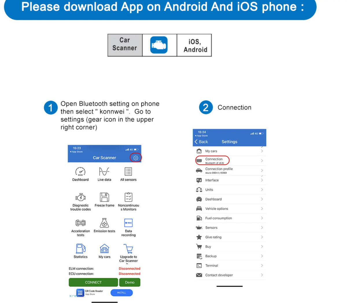 Konnwei KW902 Leafspy official Bluetooth 5.0 ELM327 for Android and IOS KONNWEI
