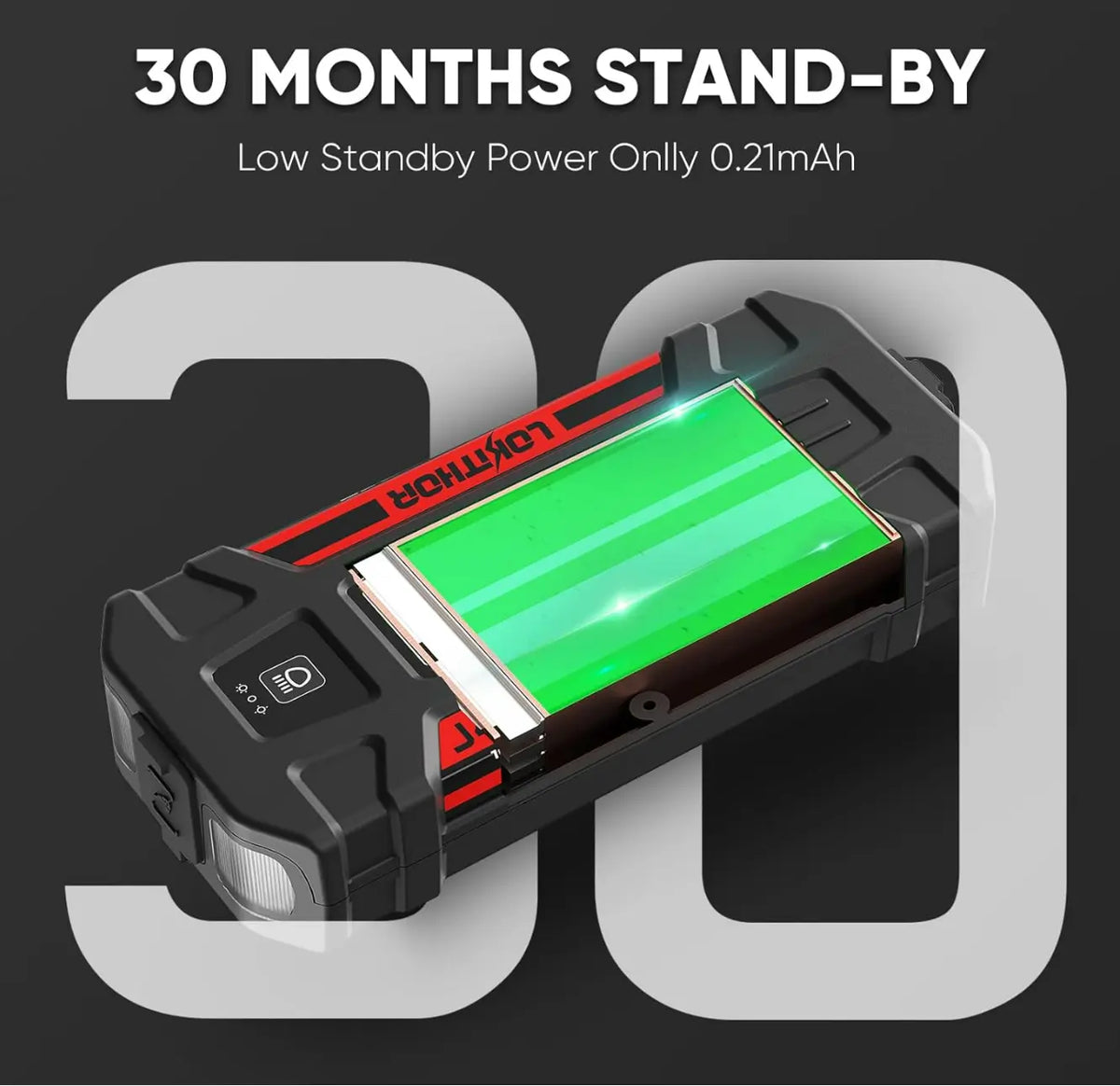 LOKITHOR J402 Jump Starter 3000A 12V 24000Mah Car Starter for Upto 9L Gas and 7L Diesel Engines with 100W Two-Way Fast Charging, Portable lipo Battery Booster Pack with Smart Digital Screen Lokithor