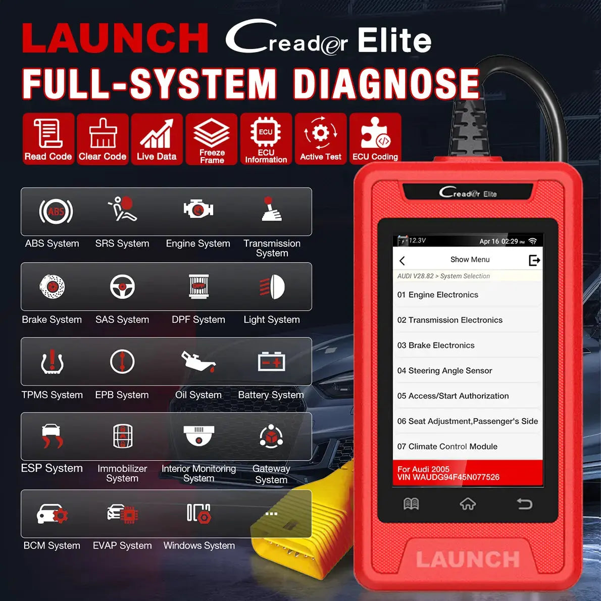 Launch CRE905 Full System Diagnostic OBD2 Scanner Launch Scan Tool - FairTools