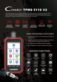Launch Creader TPMS 511S V2 Relearn Programming Diagnostic Tool Launch