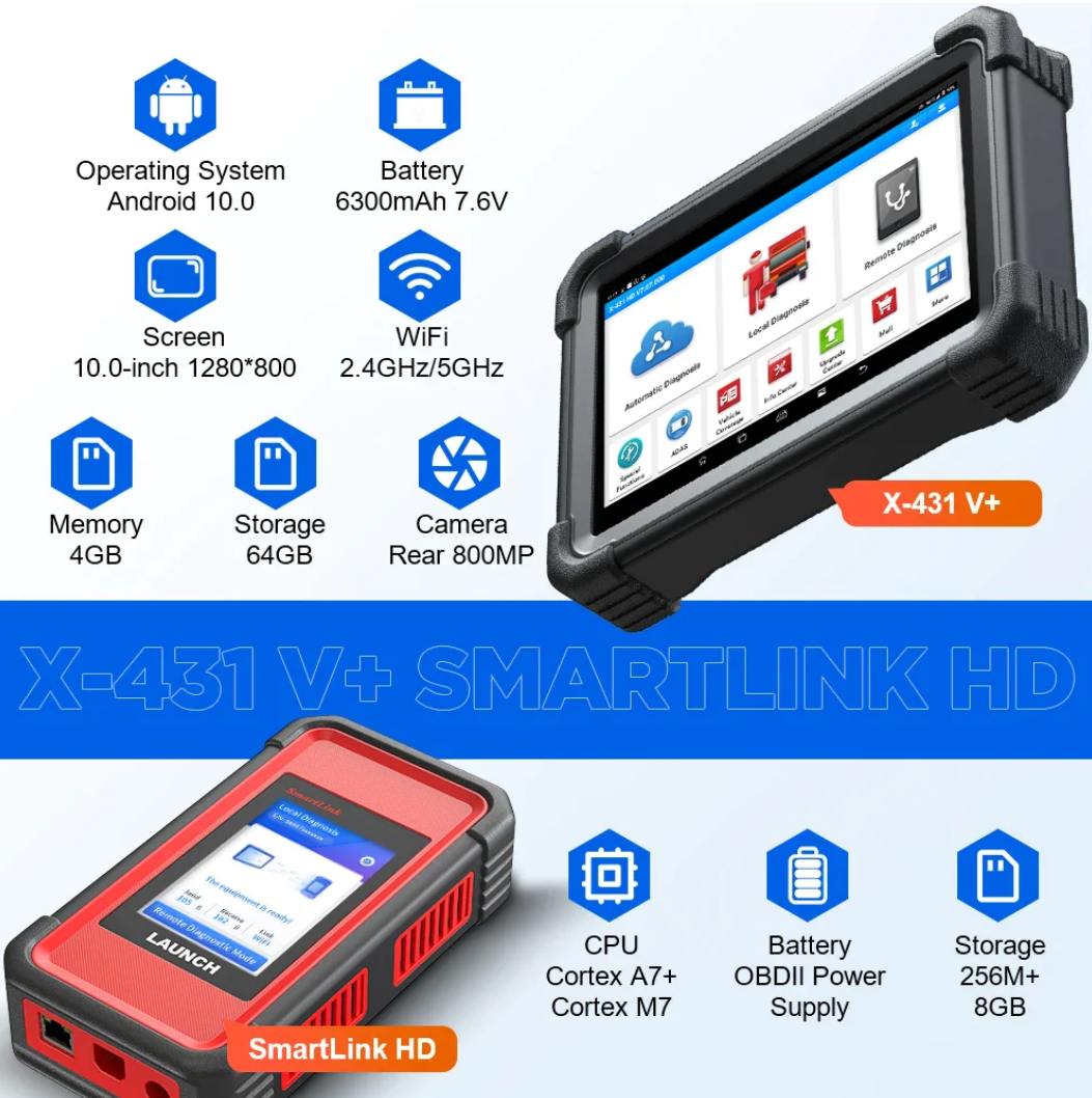 Launch X431 V+ Smartlink HD Commerial Vehicle Diagnotic Scan Tool Launch