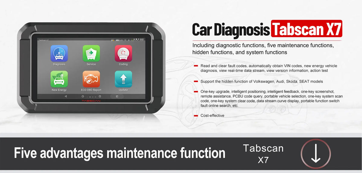 TabScan X7 Car Code Reader with Active Test Full-System Diagnostic Scanner Eucleia