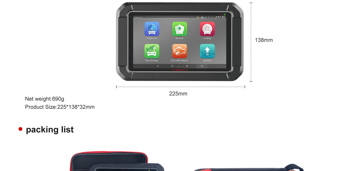 TabScan X7 Car Code Reader with Active Test Full-System Diagnostic Scanner Eucleia