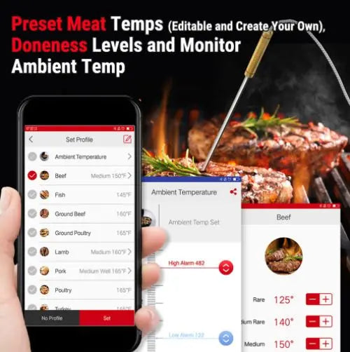 ThermoPro TP25 4 Probe Bluetooth Meat Thermometer with 500 Feet Range! - FairTools ThermoPro TP25 4 Probe Bluetooth Meat Thermometer with 500 Feet Range!