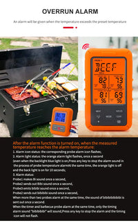 Wireless Touch Screen BBQ Food Thermometer 4 Probes Waterproof ThermoPro