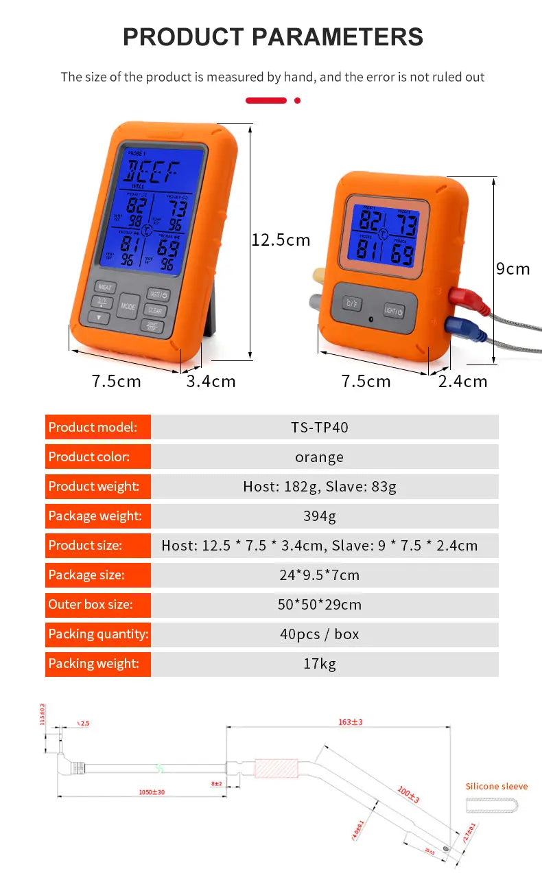 Wireless Touch Screen BBQ Food Thermometer 4 Probes Waterproof ThermoPro