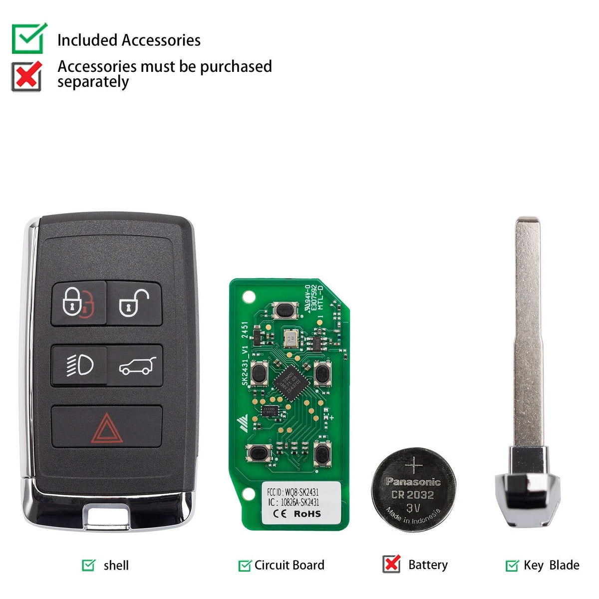 Autel IKEYLR005AL Land Rover Style Smart Key 315/433 MHz 5 Buttons 5Pcs/Set Autel