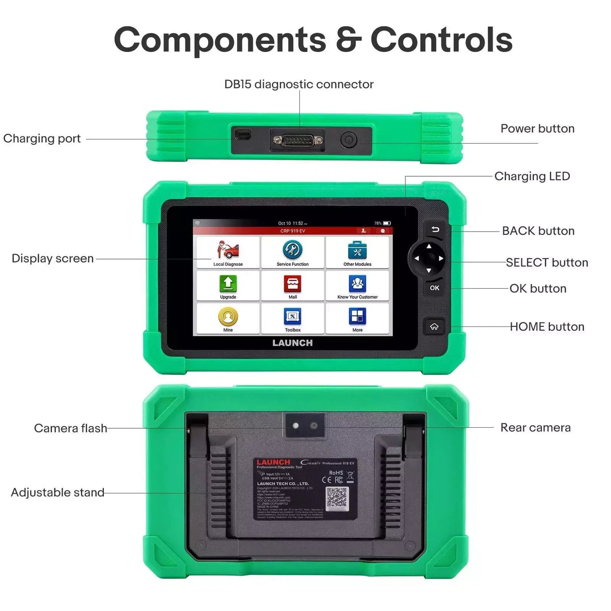 LAUNCH CRP919 EV Diagnostic Scanner for Electric Vehicles New Energy Cars Launch