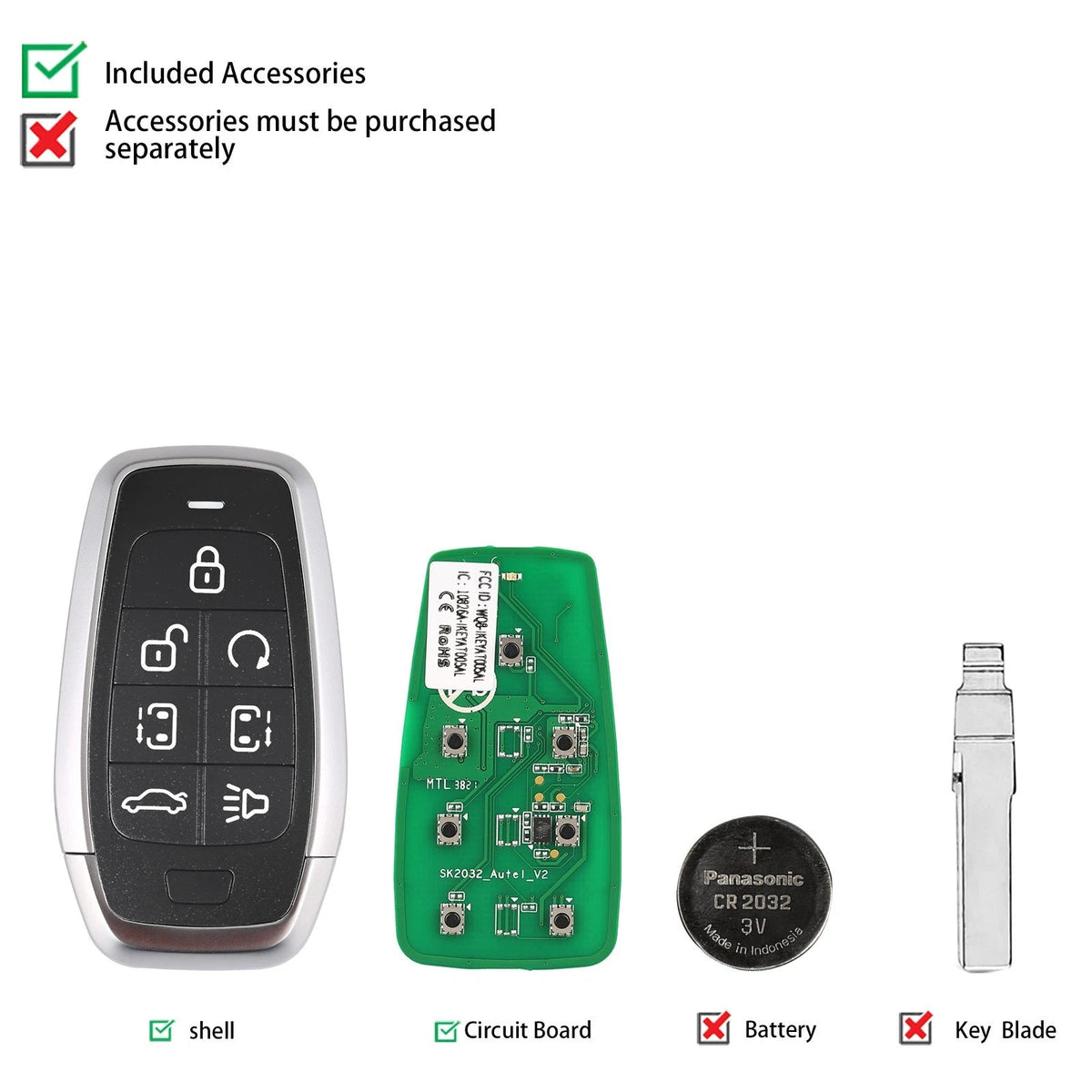 AUTEL IKEYAT007AL 7 Buttons Independent Universal Smart Key 5Pcs/Set FairTools