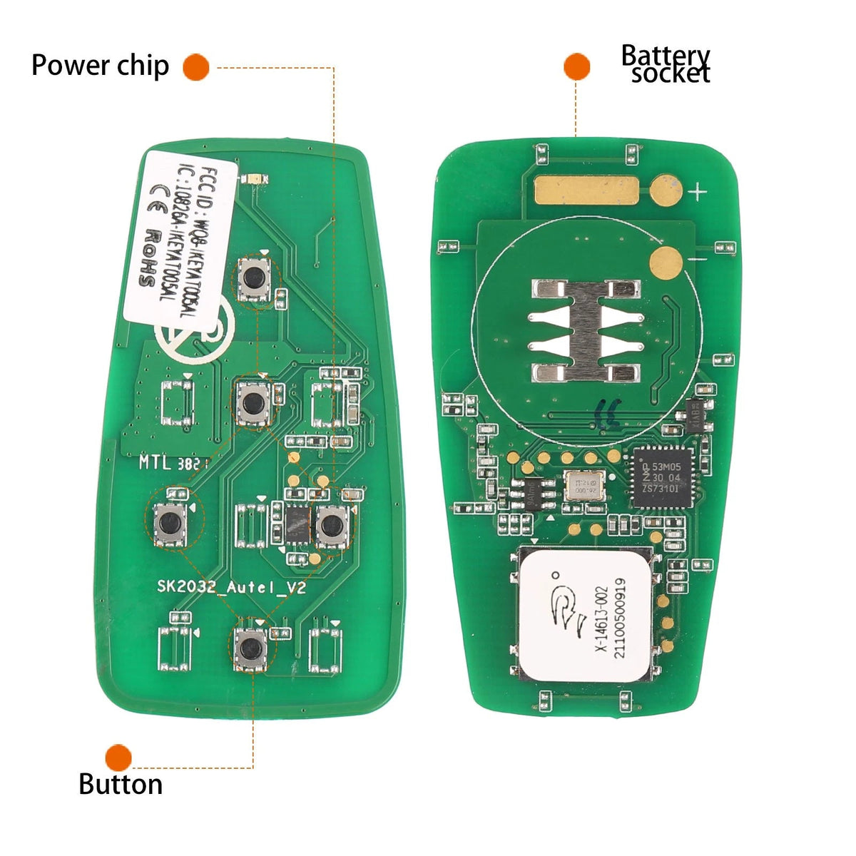 AUTEL IKEYAT005CL 5 Buttons Universal Smart Key with Left & Right Doors Buttons 5 Pcs/Set Autel