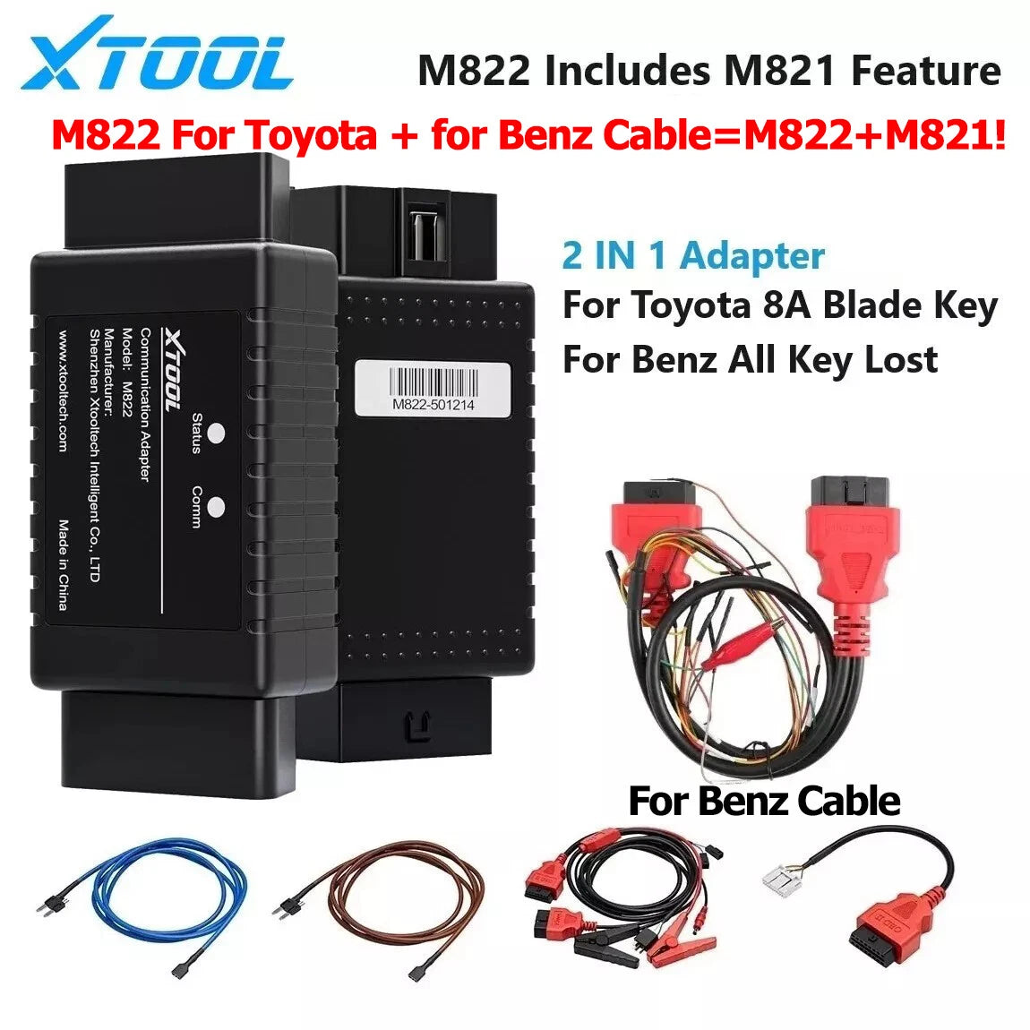 XTOOL M822 Key Programmer Fit For Toyota/Mercedes All Lost For D7W D8W X100PADS Xtool